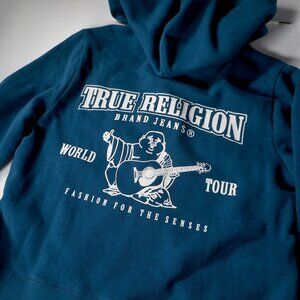NWT True Religion Womens S Vintage Logo Long Sleeve Zip Up Hoodie 204033 Buddah